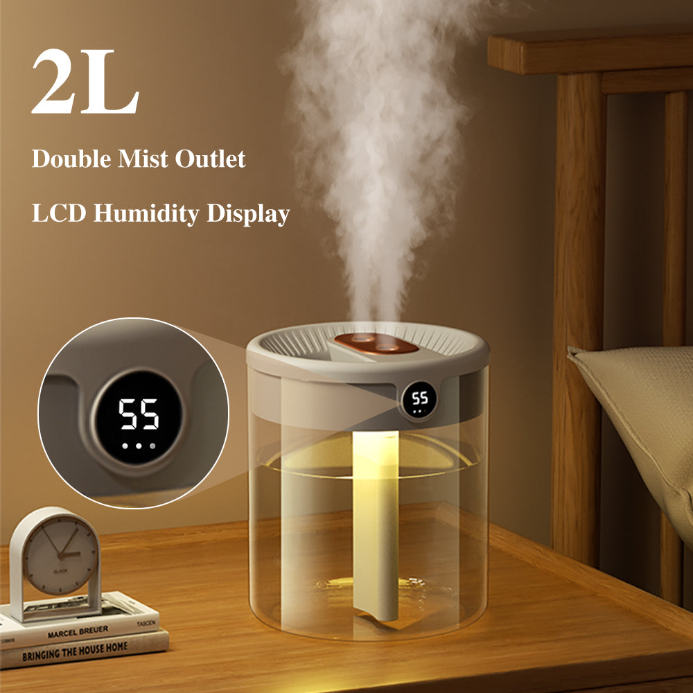 EasySolveTools™ Double Nozzle Air Humidifier With LCD